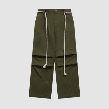 Lace-up Wide Leg Cargo Pants Red / L
