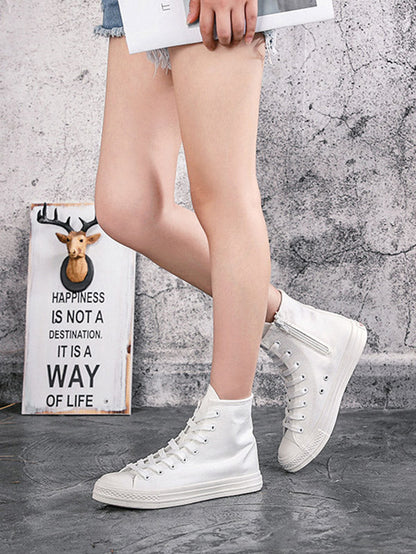 Lace-up Canvas Boots White Star / 7.5/8