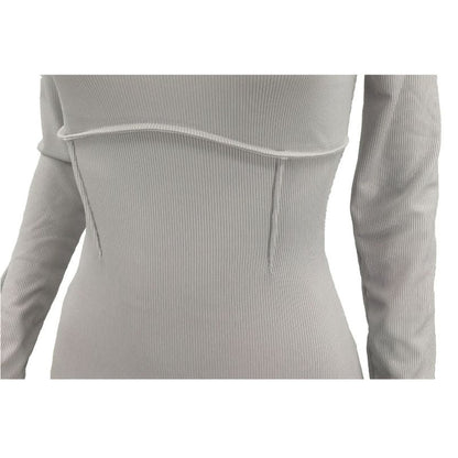 Solid Color Knit Jumpsuits Grey / S