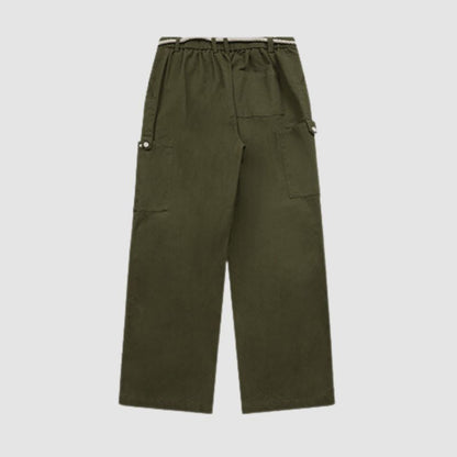 Lace-up Wide Leg Cargo Pants Red / XL