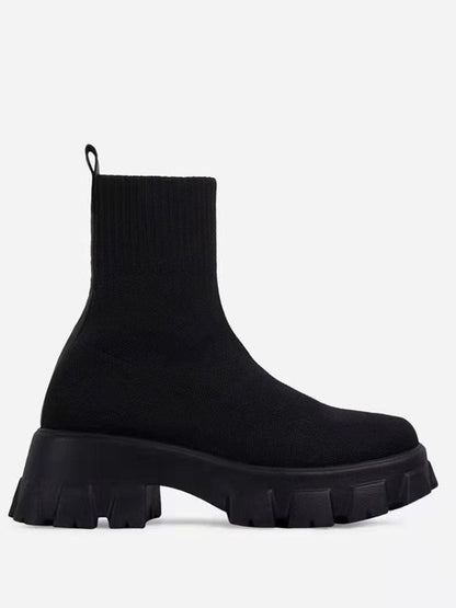 Chunky Sole Socks Boots Coffee / 6