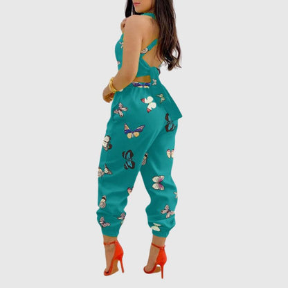 Halter Backless High Waist Jumpsuit Rose / XL