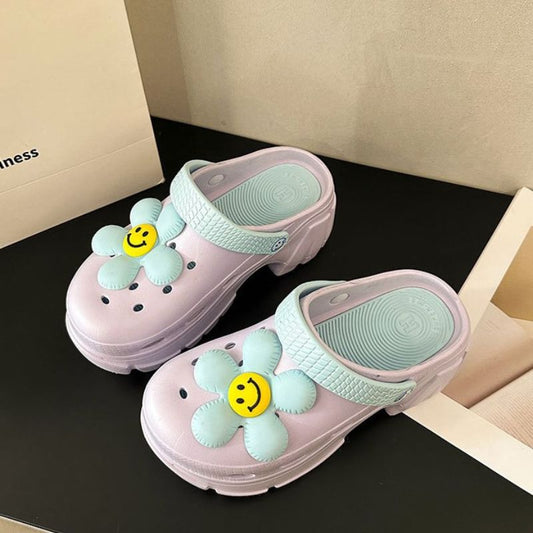 Smile flower Design Garden Clog Purple / EU:35-36:US Women's 4-5.5