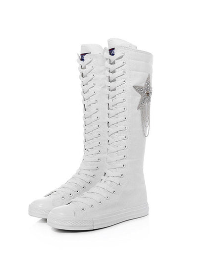 Lace-up Canvas Boots Black Star / 7.5/8