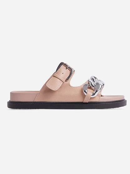 Chain Decor Double Buckles Sandals Green / 10