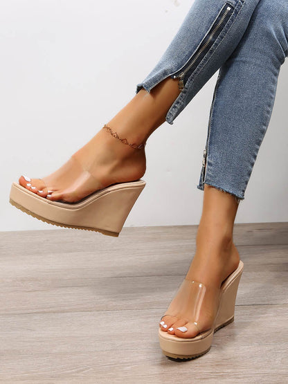 Clear Strap Platform Sandals Nude / 6.5/7