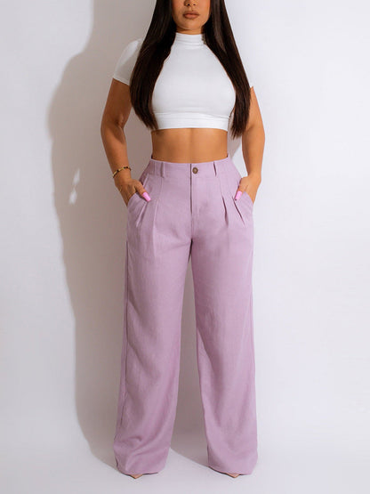 High Waist Pockets Pants Black / 2XL
