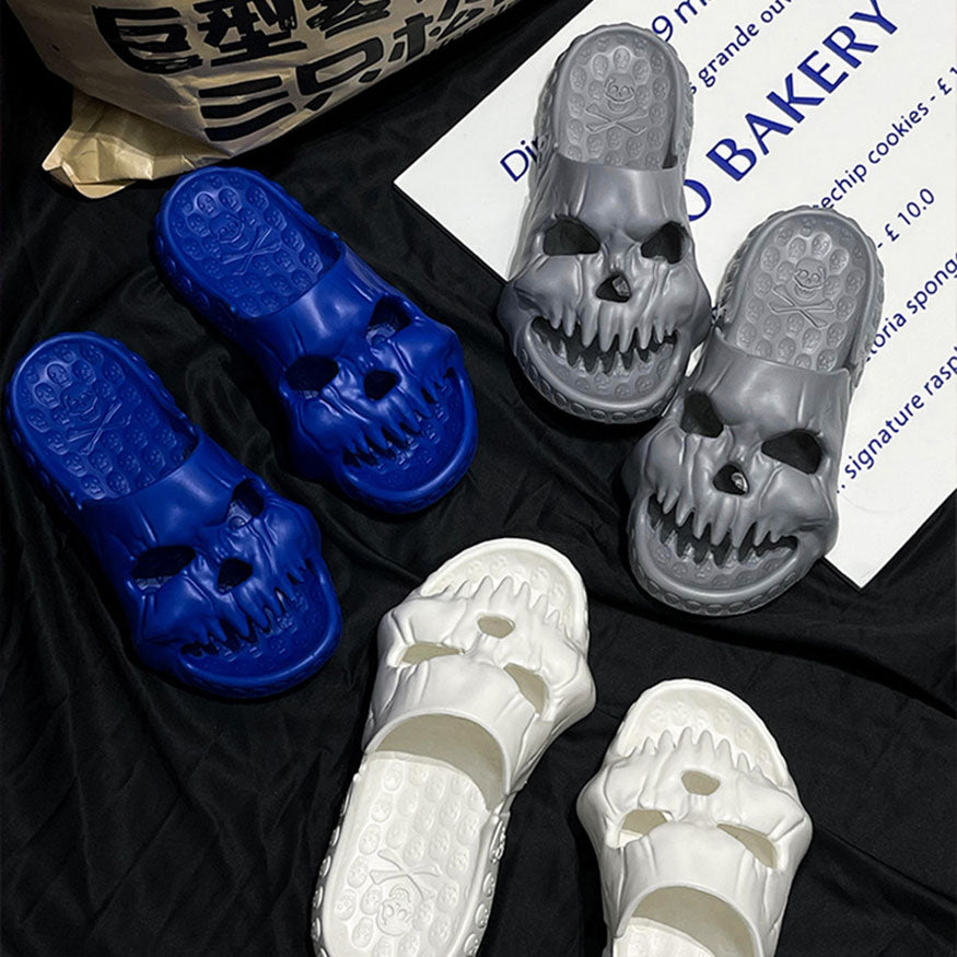 Stylish Skull Shape Design Slides Black / EU:36-37:US Women's 5-6.5