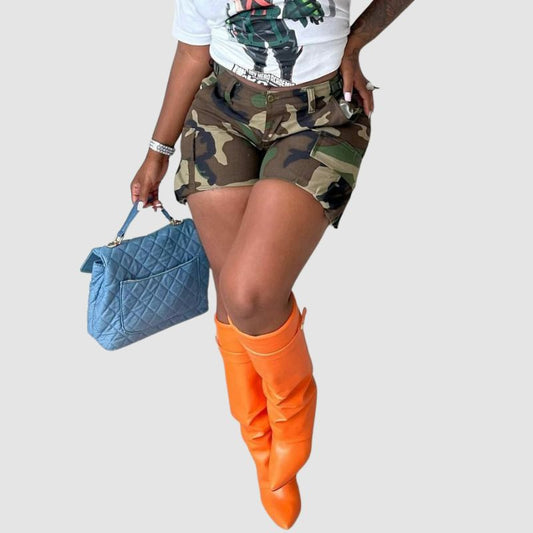 Pocket Patch Camouflage Shorts Camouflage / S