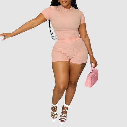Summer Solid Color Tight Set Pink / S