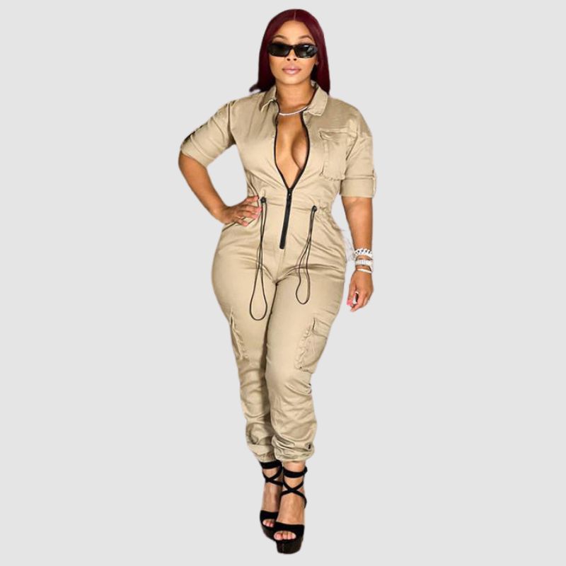 Pocket Patch Cargo Jumpsuits Blue / M