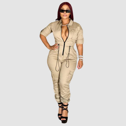 Pocket Patch Cargo Jumpsuits Blue / M