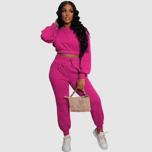Crew Neck Sweatshirt & Drawstring Pant Set Yellow / S