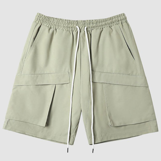 Pocket Patch Drawstring Cargo Shorts Light Green / M