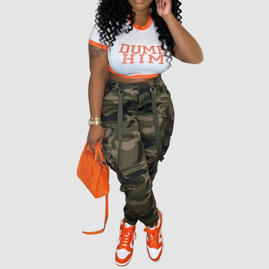 Camouflage Cargo Patch Pocket Overalls Camouflage / S