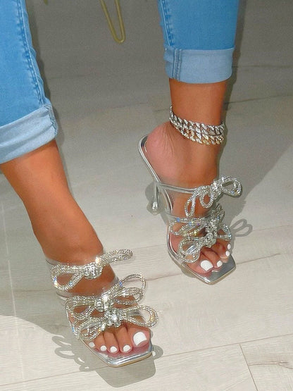 Bow Rhinestone Heels Gold / 8.5