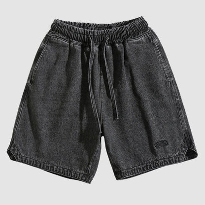 Slit Design Washed Jorts Black / M