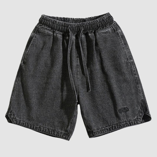 Slit Design Washed Jorts Black / M
