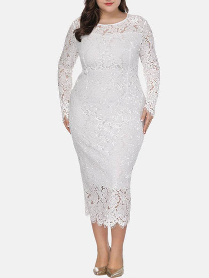 Elegant Lace Maxi Dress Black / 3XL