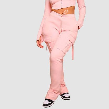 Drawstring Slit Cargo Pant Pink / S