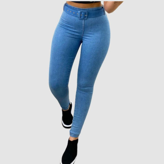 Highly Elasticity Tight Pants Light Blue / S