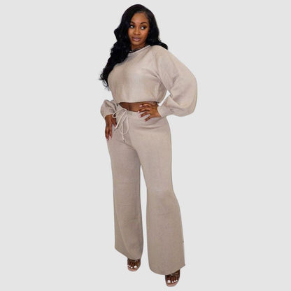 Simple Solid Color knit Set Green / L