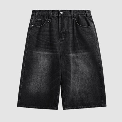 Washed Wide Leg Jorts Black / S