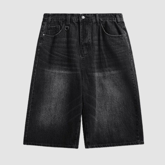 Washed Wide Leg Jorts Black / S