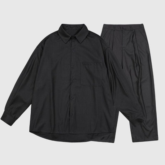Loose Simple Shirt Set Shirts / Grey / L
