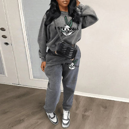 Rabbit Printed Pant Set Grey / L
