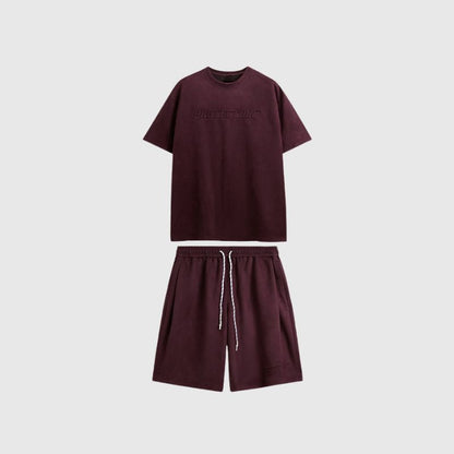 Solid Suede Tee Set Wine / L
