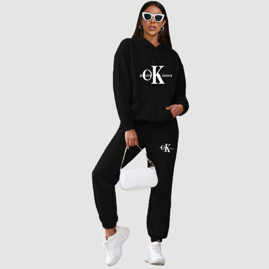 “OK” Printed Pant Set Black / S