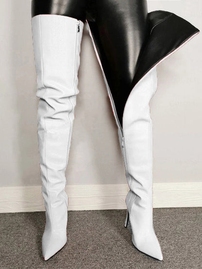 Full Zip Over The Knee Leather Boots Rose / 10