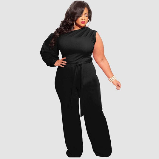 Plus Size High Waist Wide Leg Jumpsuits White / L
