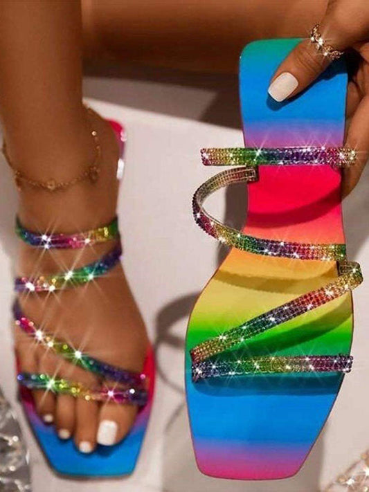 Rhinestone Flat Sandal Multicolor / 5/5.5