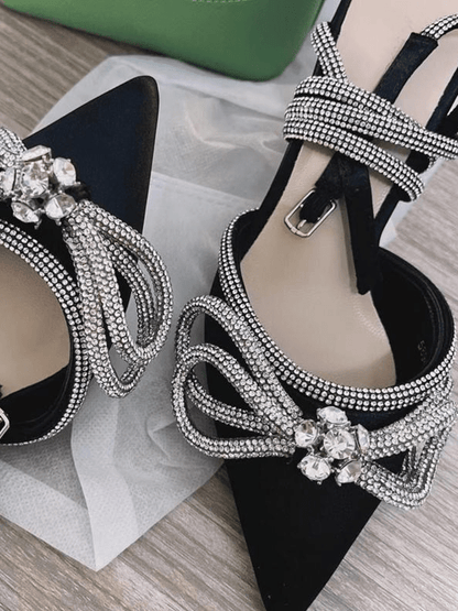 Rhinestone Bowknot Heel Pumps Pink / 5/5.5