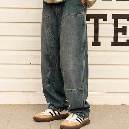 Vintage Washed Casual Denim Jeans Black / 3XL
