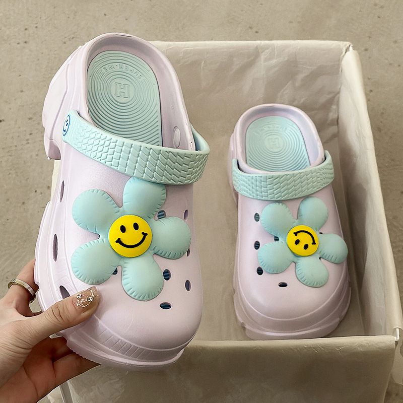 Smile flower Design Garden Clog Purple / EU:37-38:US Women's 6-7.5