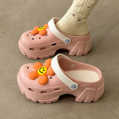 Smile flower Design Garden Clog Beige / EU:37-38:US Women's 6-7.5