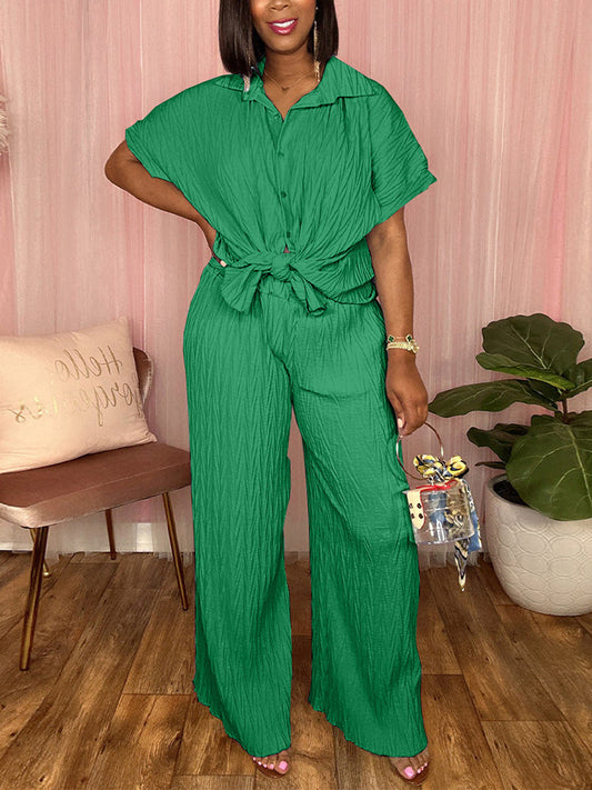 Ruched Casual Set Green / S