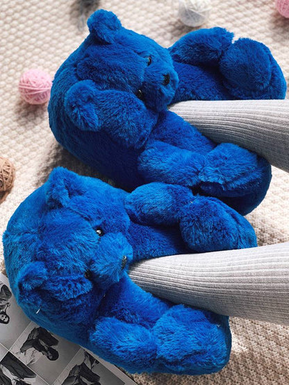 Fluffy Teddy Bear Slippers Cows