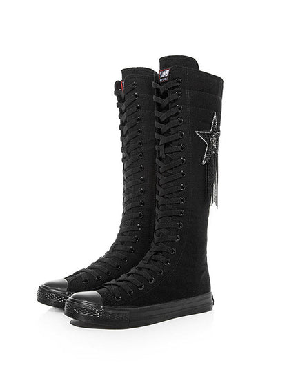 Lace-up Canvas Boots White / 10