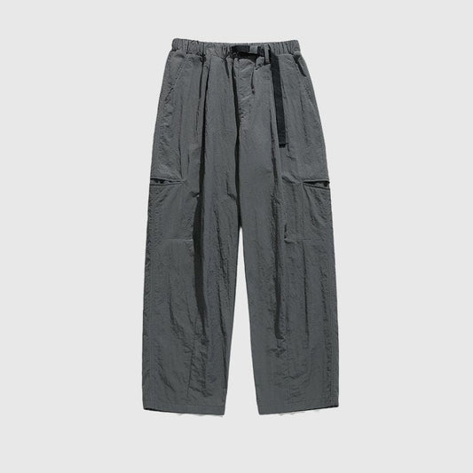 Water-Repellent Belted Yamamoto Pants Black / M