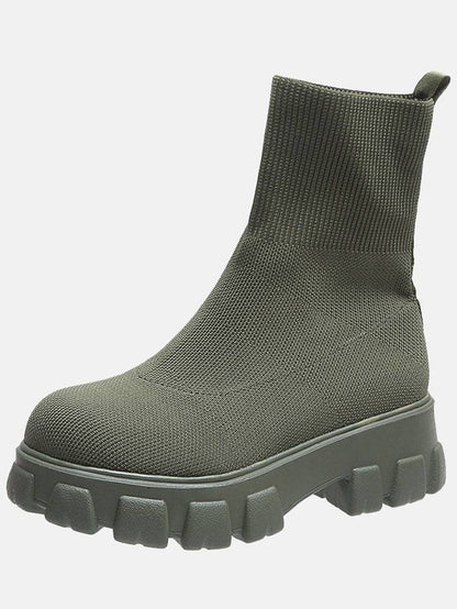 Chunky Sole Socks Boots Coffee / 9/9.5