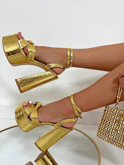 Metallic Platform High Heels Gold / 6