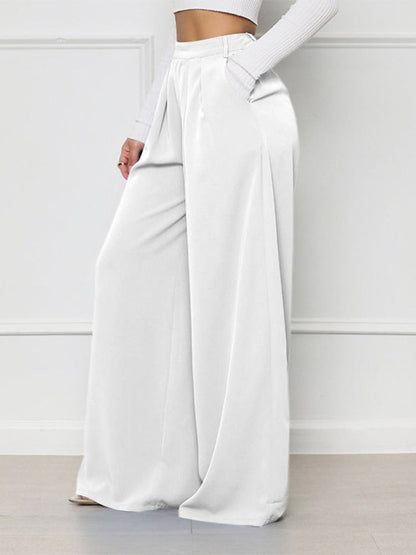 High Waist Pocket Wide Pants Black / L