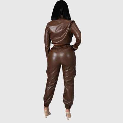 PU Leather Cargo set Black / M