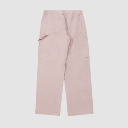 Wide Leg Solid Color Cargo Pants Pink / M