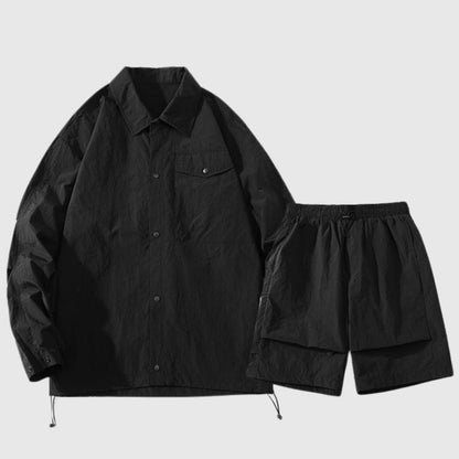 Solid Cargo Jacket Set Grey / L
