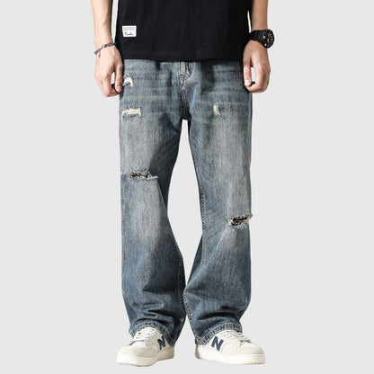 Vintage Distressed Washed Ripped Jeans Blue / L